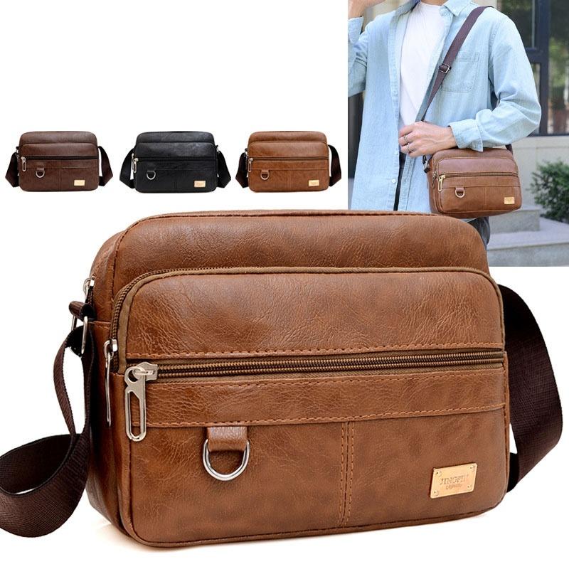 Leather Work Bag Laptop - 가죽 남성 슬링백 메신저 숄더 크로스백