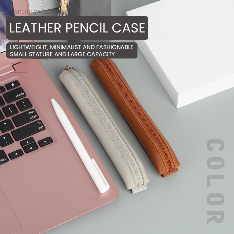 Leather Work Notebook - PU 가죽 펜꽂이 지퍼 펜슬 슬리브
