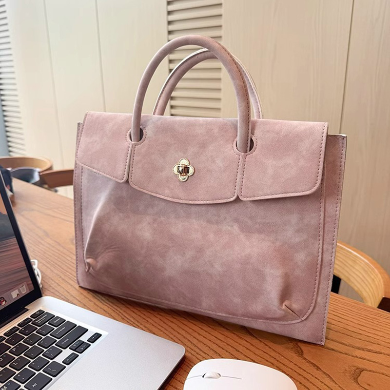 Leather Work Bag Laptop - 우아한 핑크색 PU 가죽 노트북 토트백,