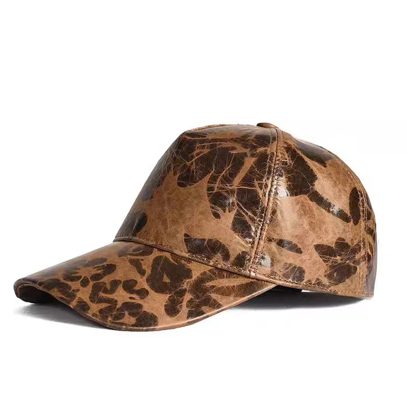 Leather Work Hat - 남녀공용 가죽 야구 모자, 가을 트렌디