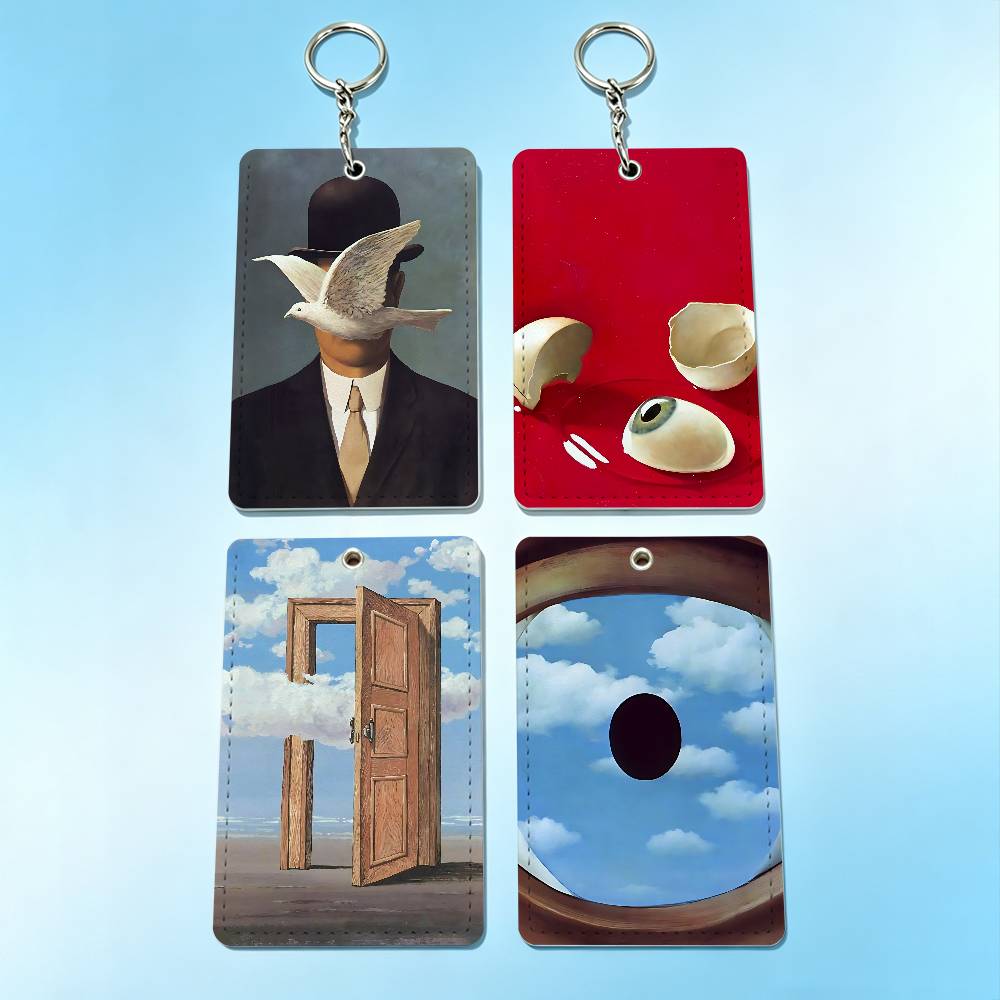 Leather Work In Art - R-Rene Magritte 아트 배지 홀더 은행