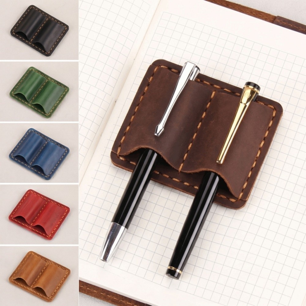 Leather Work Notebook - 더블 빈티지 가죽 펜 루프 홀더
