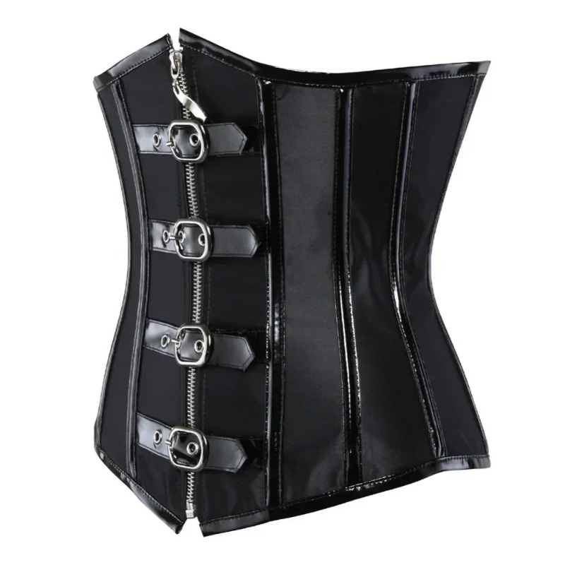 Leather Workout Belt - 허리 트레이너 고딕 언더버스트 코르셋 지퍼