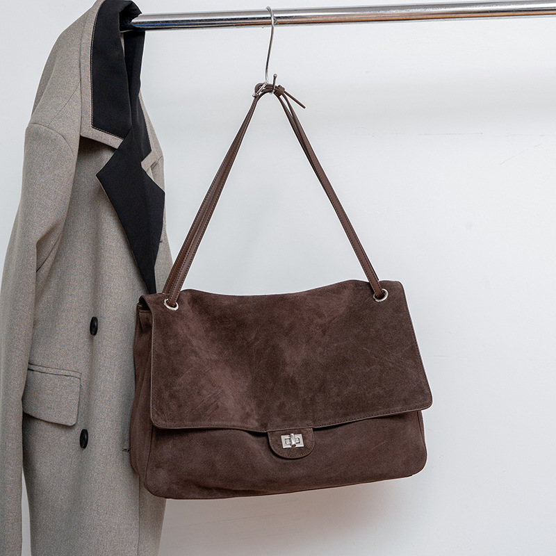 Leather Work Handbags For Women - 여성용 정품 스웨이드 가죽 숄더백, 조절