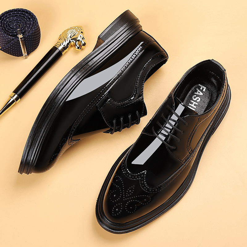남성용 에나멜 브로그 드레스 슈즈, 레이스업 정장 옥스 - Leather Work Oxfords 리뷰 및 가격