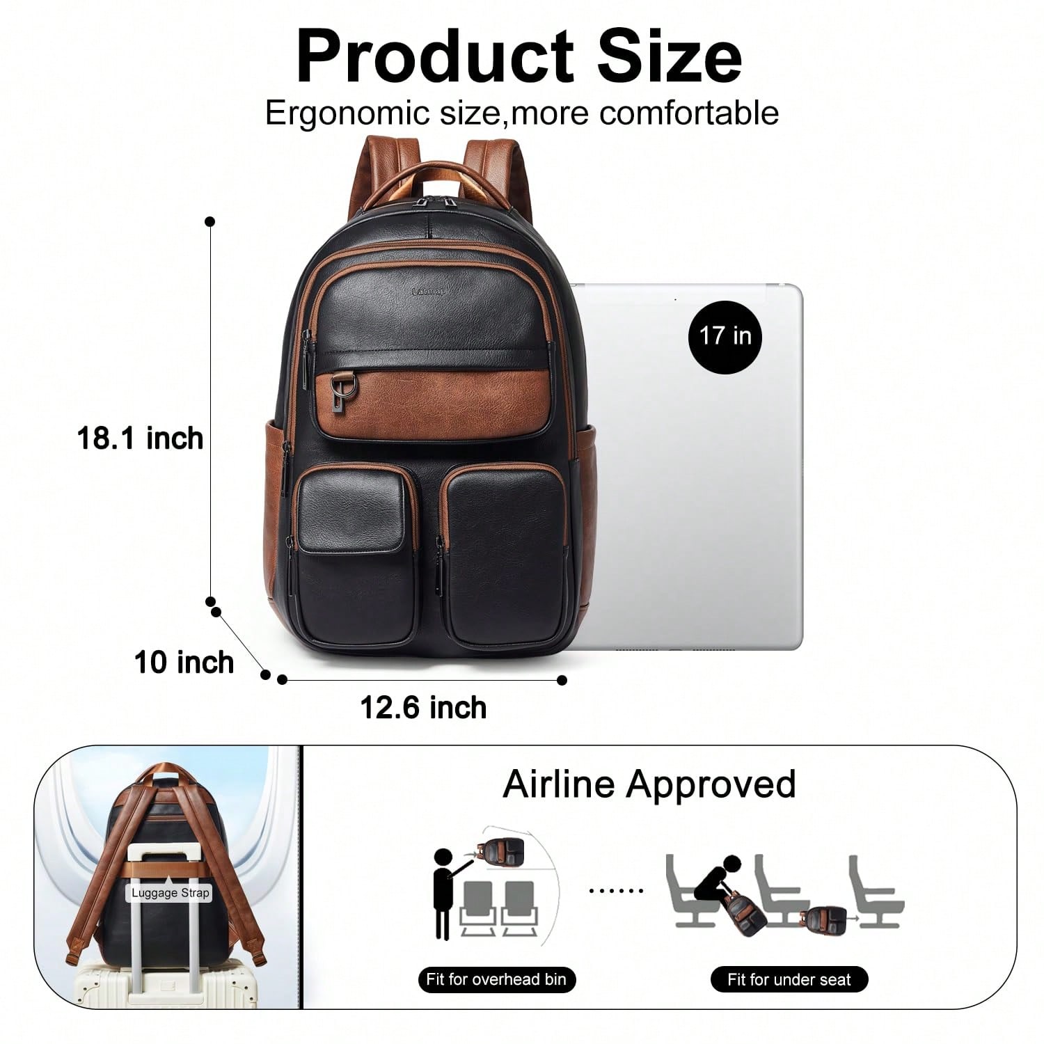 LATMAP 비건 가죽 백팩 여성용 남성용 17인치 노 - Leather Work Bag Laptop 리뷰 및 가격