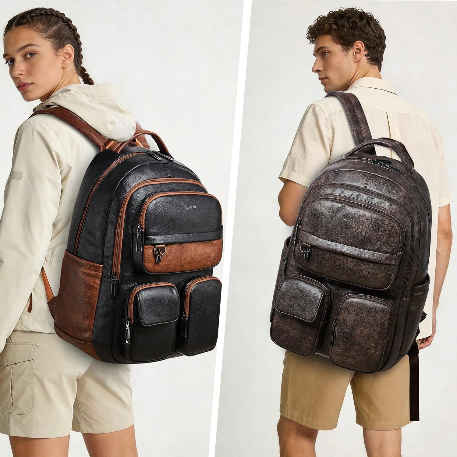 LATMAP 비건 가죽 백팩 여성용 남성용 17인치 노 - Leather Work Bag Laptop 리뷰 및 가격