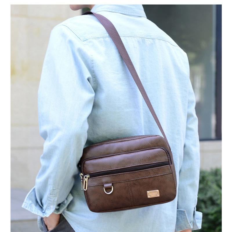 가죽 남성 슬링백 메신저 숄더 크로스백 대용량 핸드백  - Leather Work Bag Laptop 리뷰 및 가격