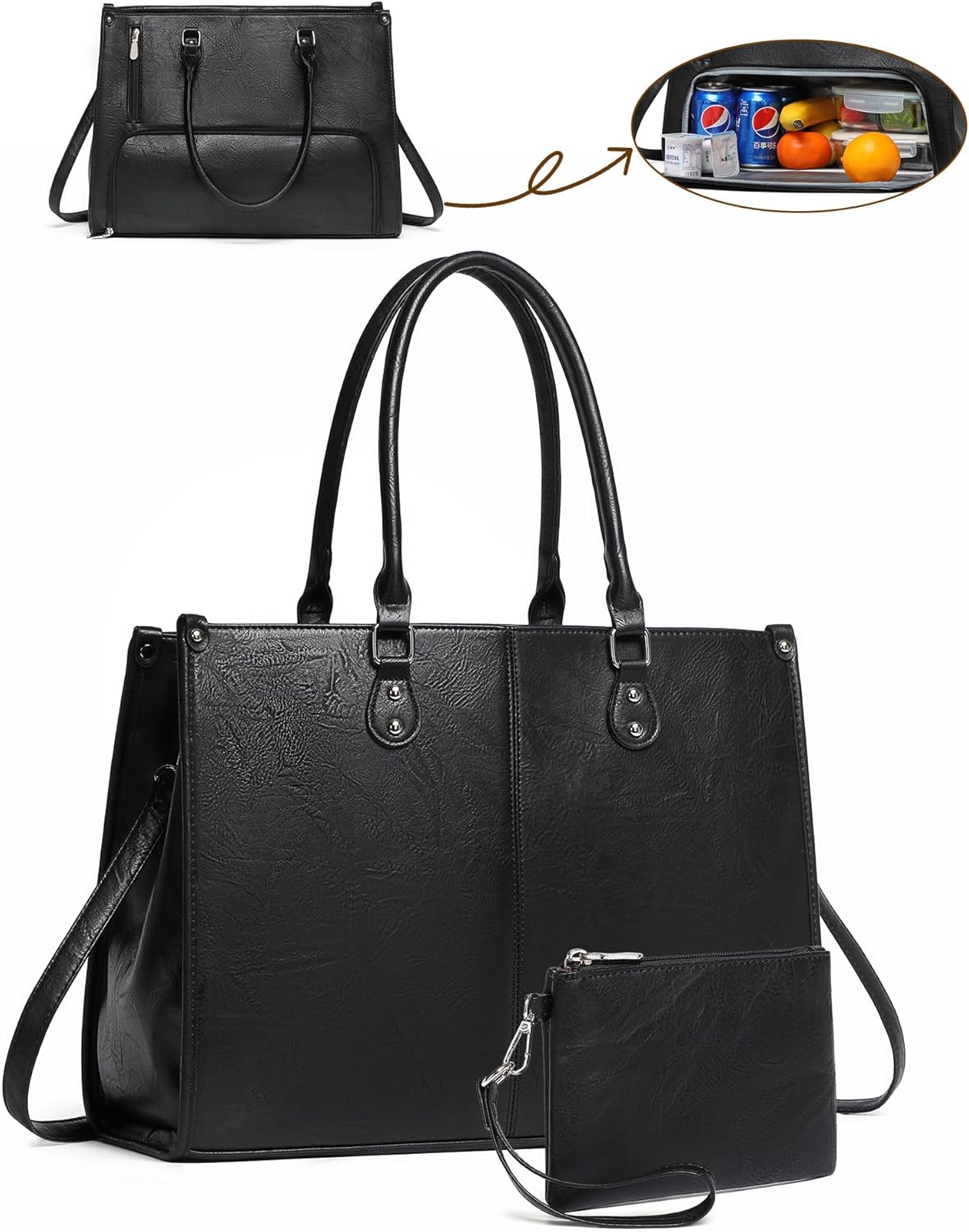여성 직장인을 위한 2 in 1 노트북 토트백, 보온  - Leather Work Bag Laptop 리뷰 및 가격