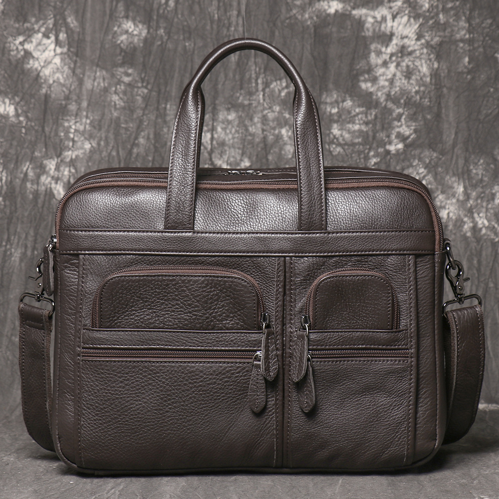 남성용 천연 가죽 서류 가방, 비즈니스 핸드백 노트북  - Leather Work Bag Laptop 리뷰 및 가격