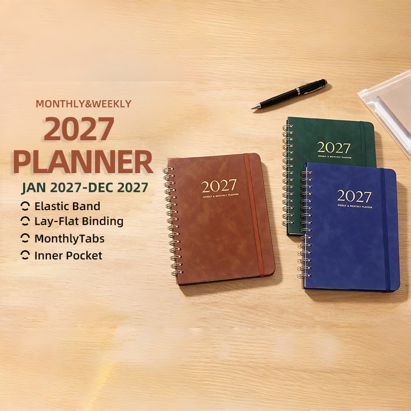 A5 PU 가죽 2027년 주간/월간 플래너/다이어리/ - Leather Work Notebook 리뷰 및 가격