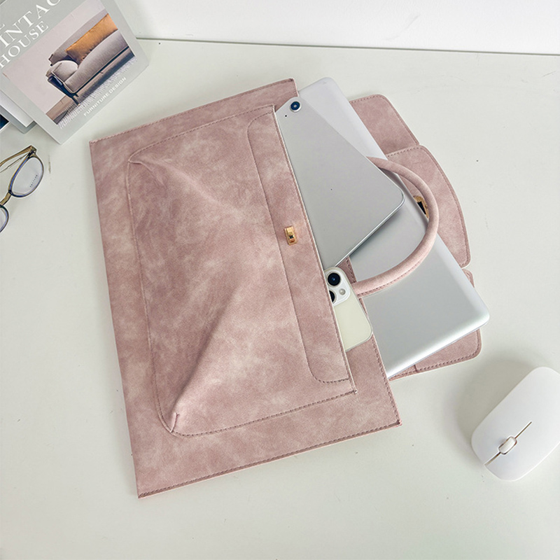 우아한 핑크색 PU 가죽 노트북 토트백, 꽃무늬 턴락  - Leather Work Bag Laptop 리뷰 및 가격