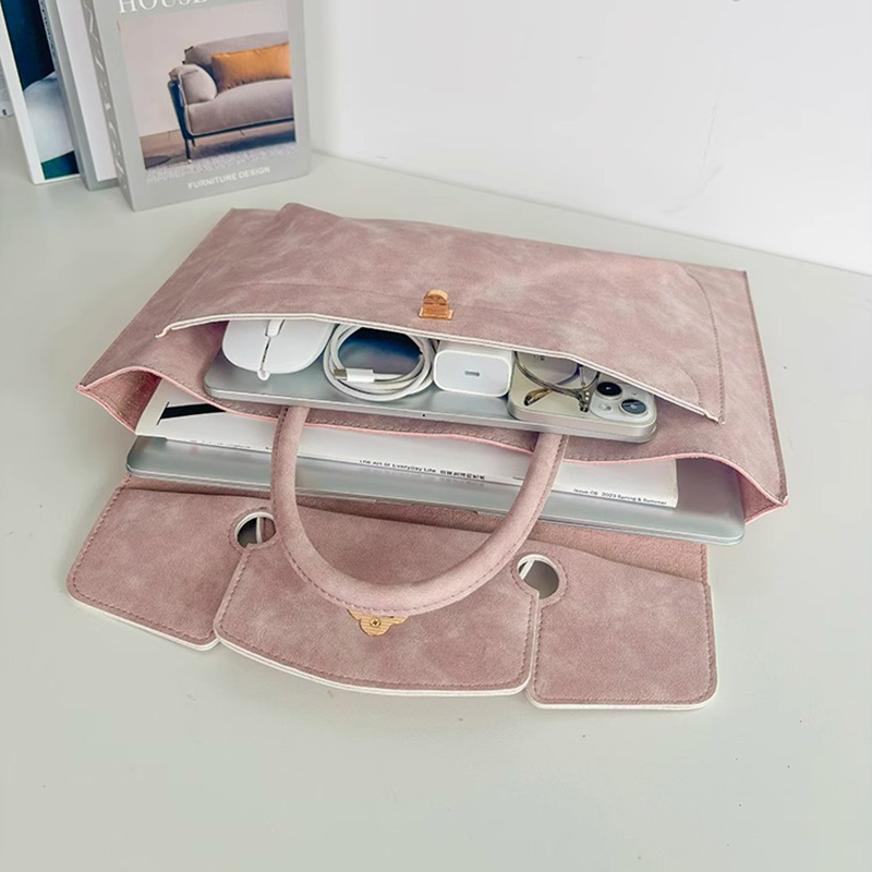 우아한 핑크색 PU 가죽 노트북 토트백, 꽃무늬 턴락  - Leather Work Bag Laptop 리뷰 및 가격