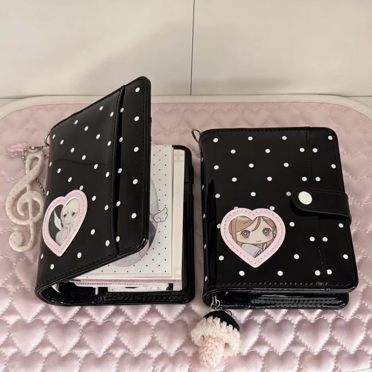 한국 스타일 물방울 무늬 하트 M5 PU 가죽 루즈리프 - Leather Work Notebook 리뷰 및 가격
