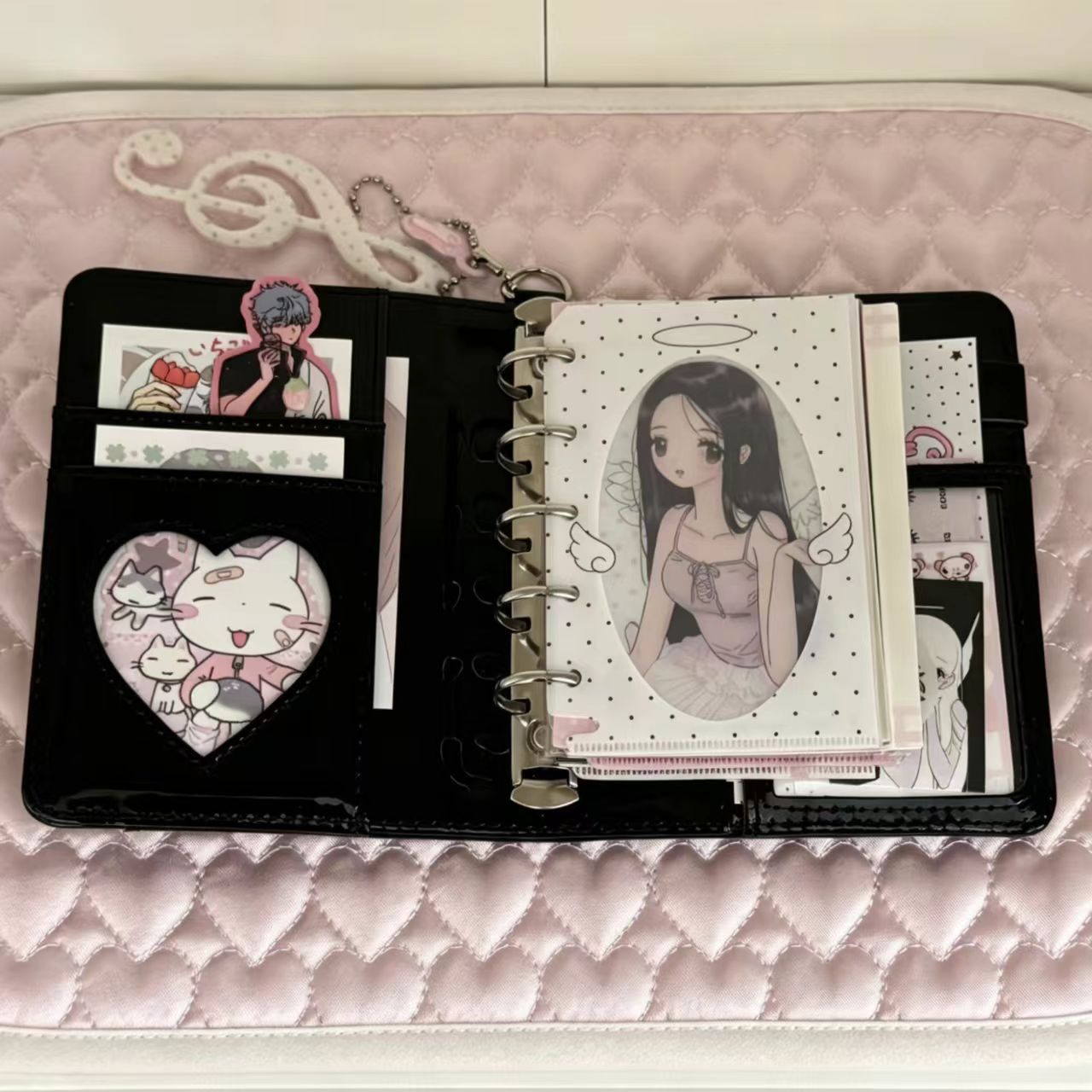 한국 스타일 물방울 무늬 하트 M5 PU 가죽 루즈리프 - Leather Work Notebook 리뷰 및 가격
