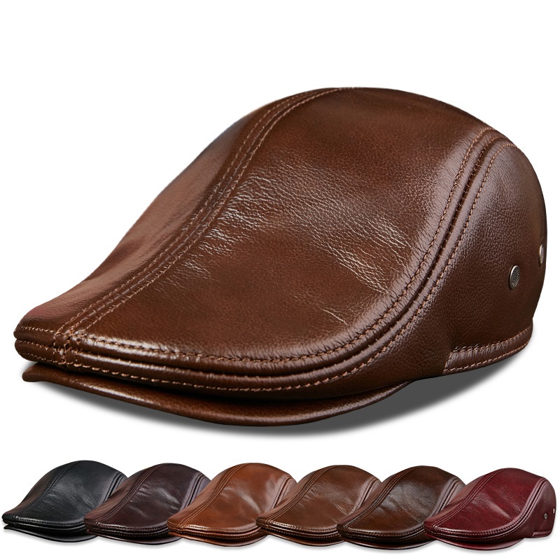 남성용 진짜 소가죽 베레모 모자, 하이 퀄리티 패션,  - Leather Work Hat 리뷰 및 가격