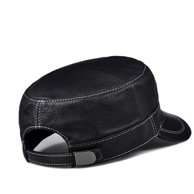 남성용 트렌디 양가죽 플랫 탑 모자, 싱글 한국 패션, - Leather Work Hat 리뷰 및 가격