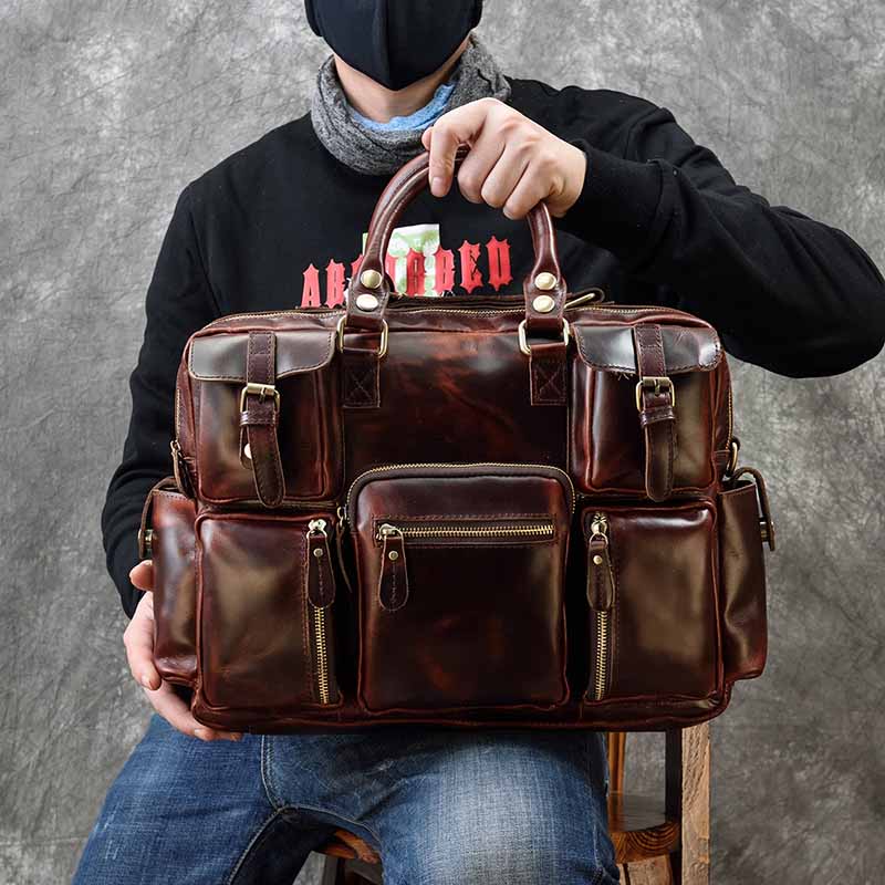 남성용 진짜 가죽 서류 가방, 적갈색 광택 빈티지 암소 - Leather Work Bag Laptop 리뷰 및 가격