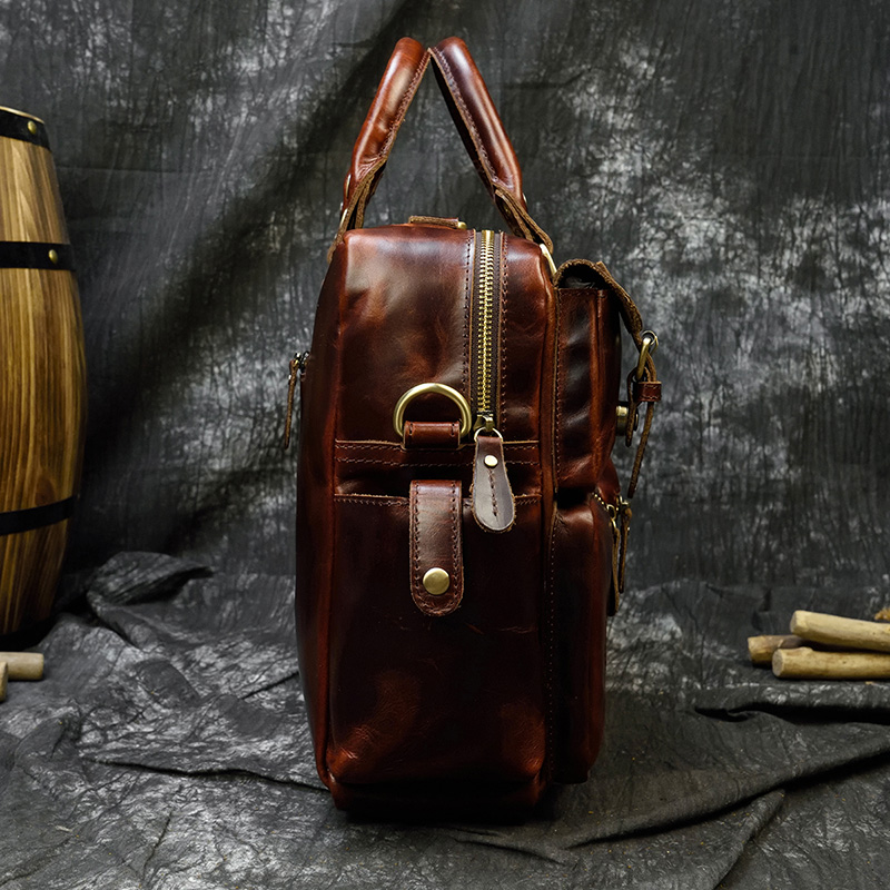 남성용 진짜 가죽 서류 가방, 적갈색 광택 빈티지 암소 - Leather Work Bag Laptop 리뷰 및 가격