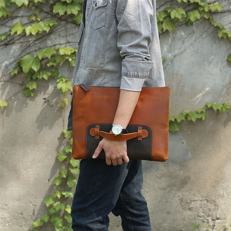 빈티지 수제 천연 가죽 대용량 남성 클러치백 심플 디자 - Leather Work Bag Laptop 리뷰 및 가격