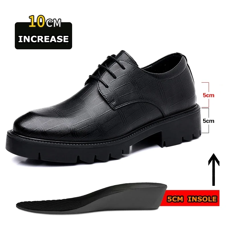 남성용 숨겨진 힐 암소 가죽 신발, 사무실 작업 엘리베 - Leather Work Oxfords 리뷰 및 가격