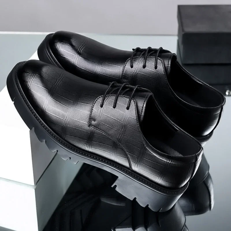 남성용 숨겨진 힐 암소 가죽 신발, 사무실 작업 엘리베 - Leather Work Oxfords 리뷰 및 가격