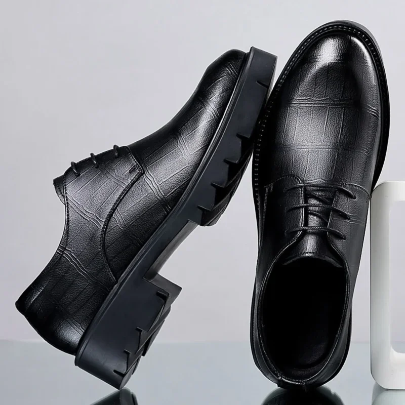 남성용 숨겨진 힐 암소 가죽 신발, 사무실 작업 엘리베 - Leather Work Oxfords 리뷰 및 가격