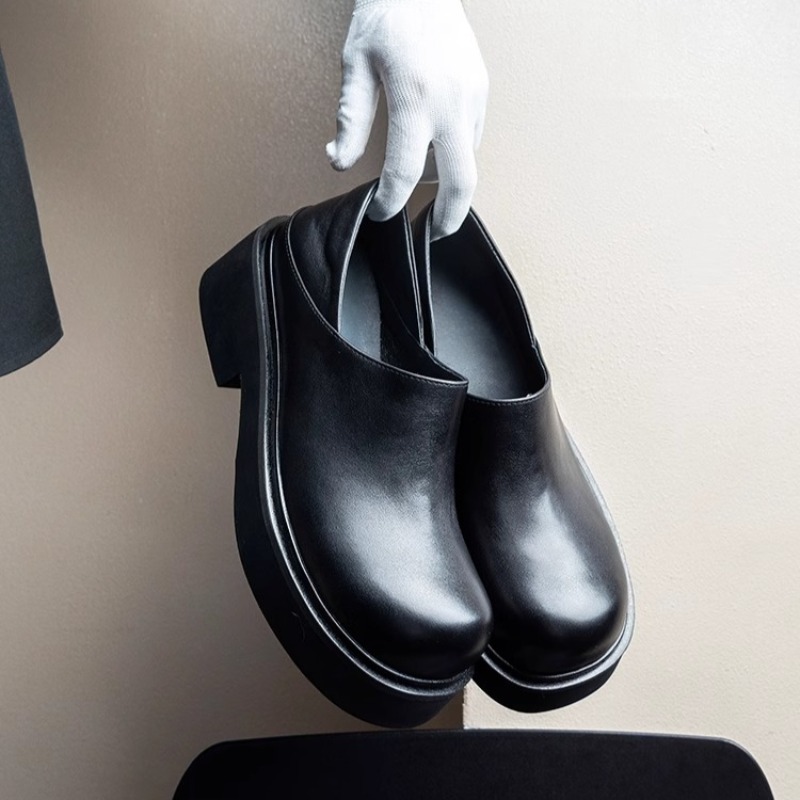 디자인 패션 천연 가죽 로퍼 남성용 블랙 두꺼운 밑창  - Leather Work Oxfords 리뷰 및 가격