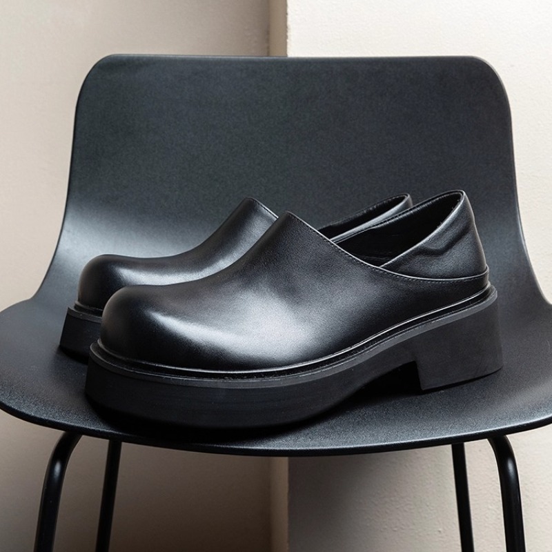 디자인 패션 천연 가죽 로퍼 남성용 블랙 두꺼운 밑창  - Leather Work Oxfords 리뷰 및 가격