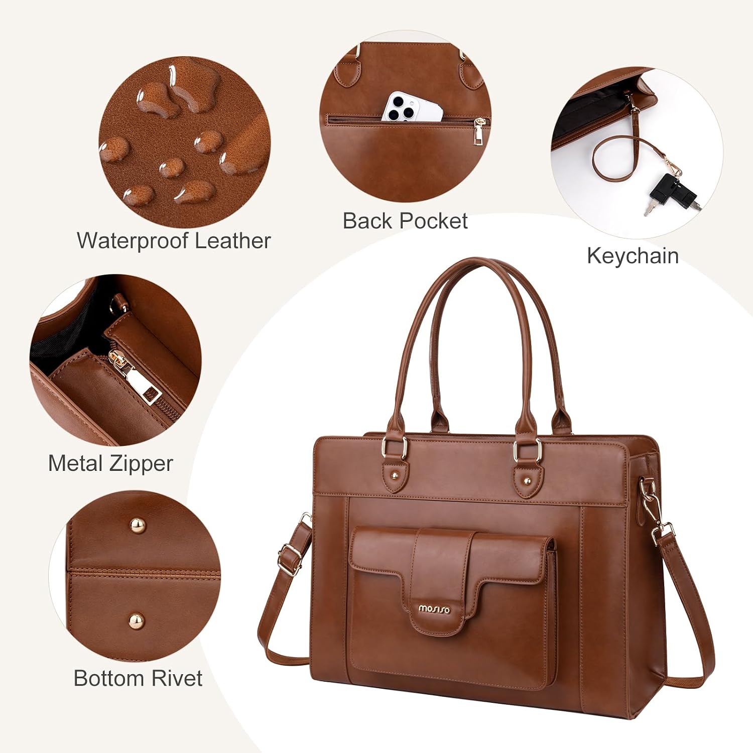 MOSISO 여성용 노트북 토트 백 15.6 인치 PU - Leather Work Bag Laptop 리뷰 및 가격