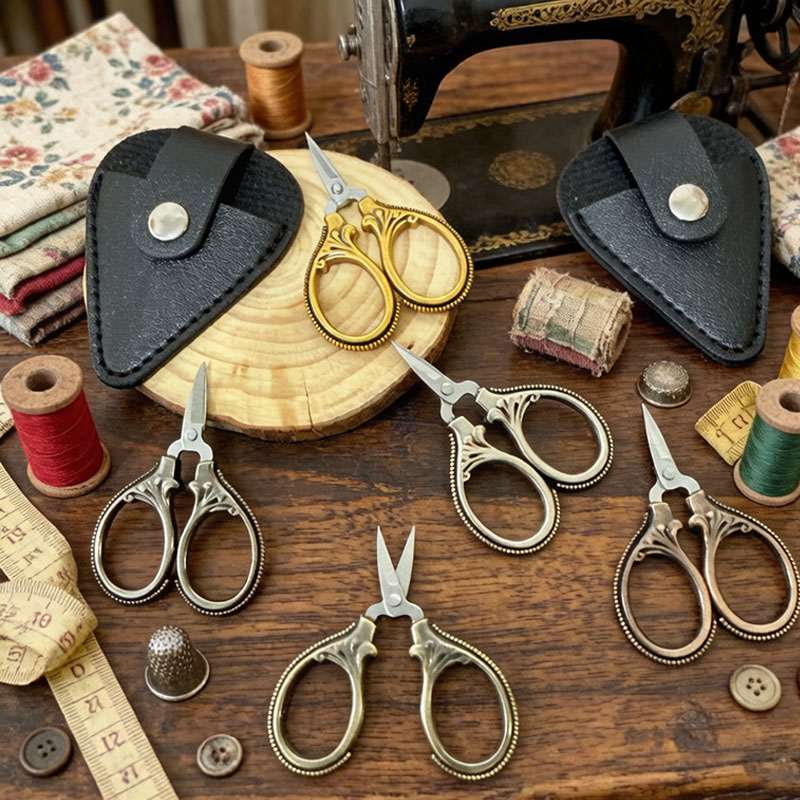 PU 가죽 커버가 있는 미니 빈티지 가위, 스테인리스  - Leather Work In Art 리뷰 및 가격