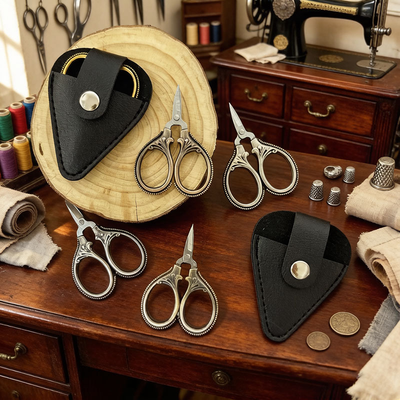 PU 가죽 커버가 있는 미니 빈티지 가위, 스테인리스  - Leather Work In Art 리뷰 및 가격