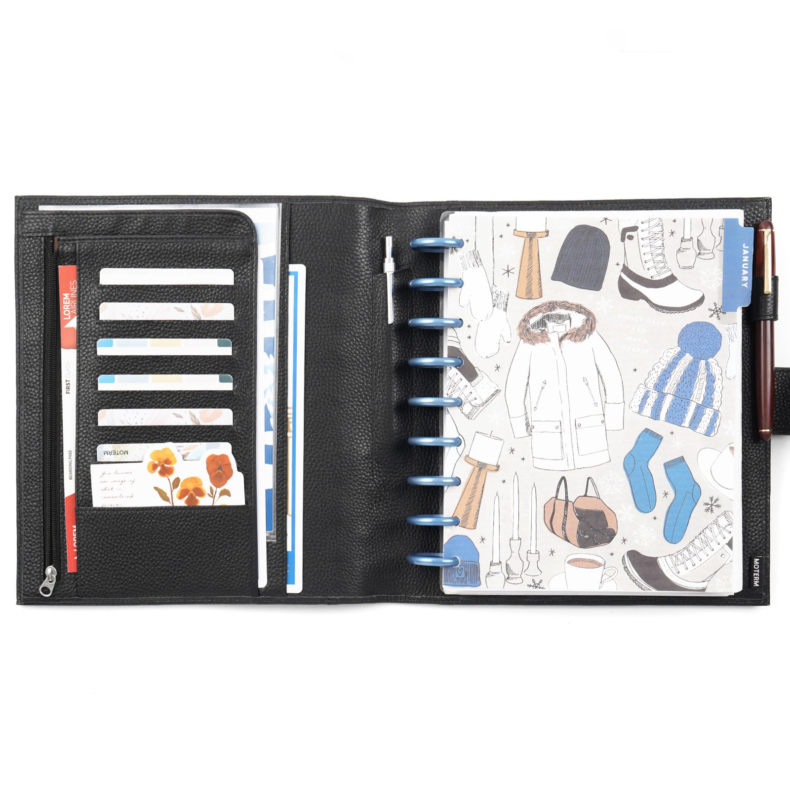 모터엠 정품 가죽 디스크바운드 플래너 커버 (해피 플래 - Leather Work Notebook 리뷰 및 가격
