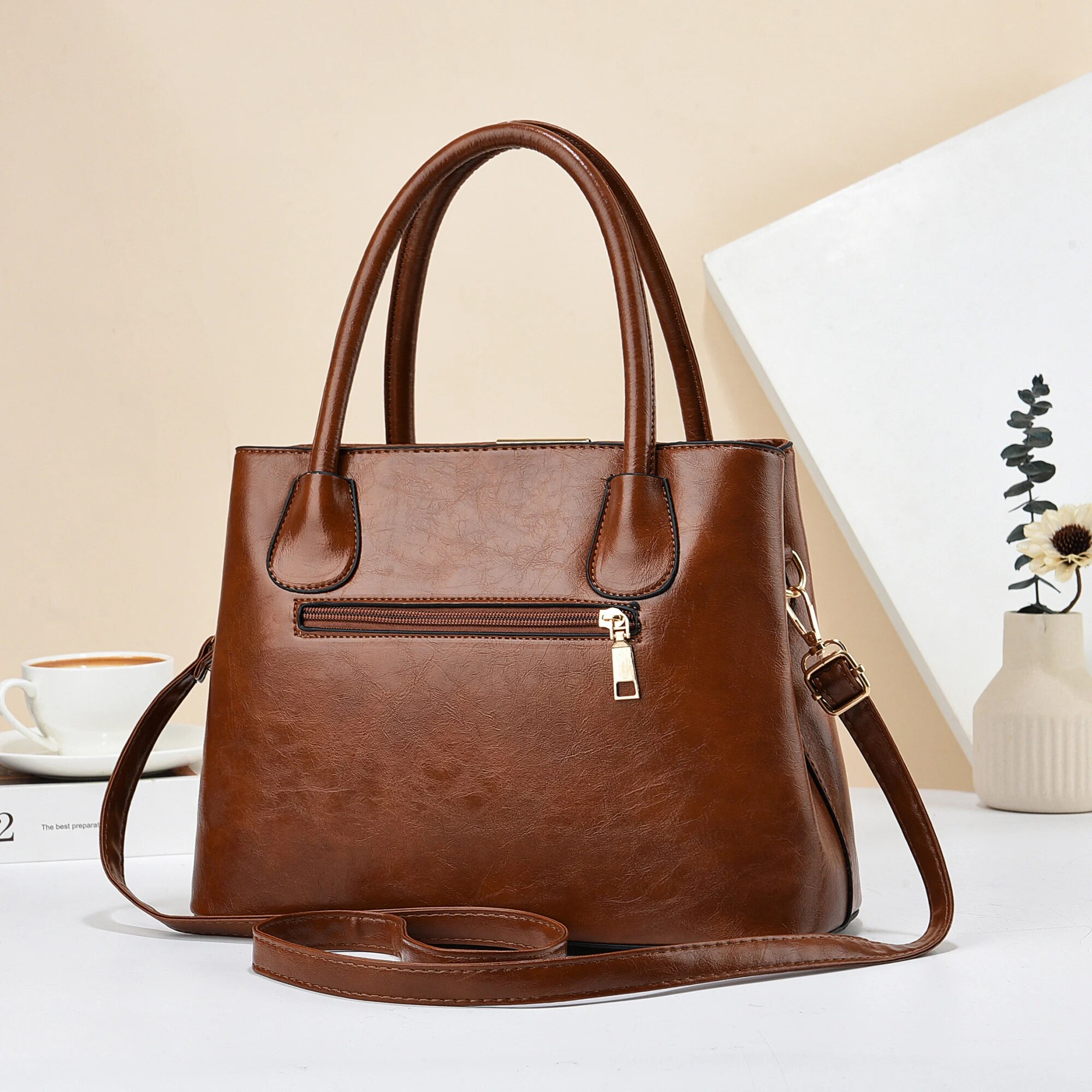 여성용 레트로 단색 핸드백, 우아한 PU 가죽 크로스바 - Leather Work Handbags For Women 리뷰 및 가격