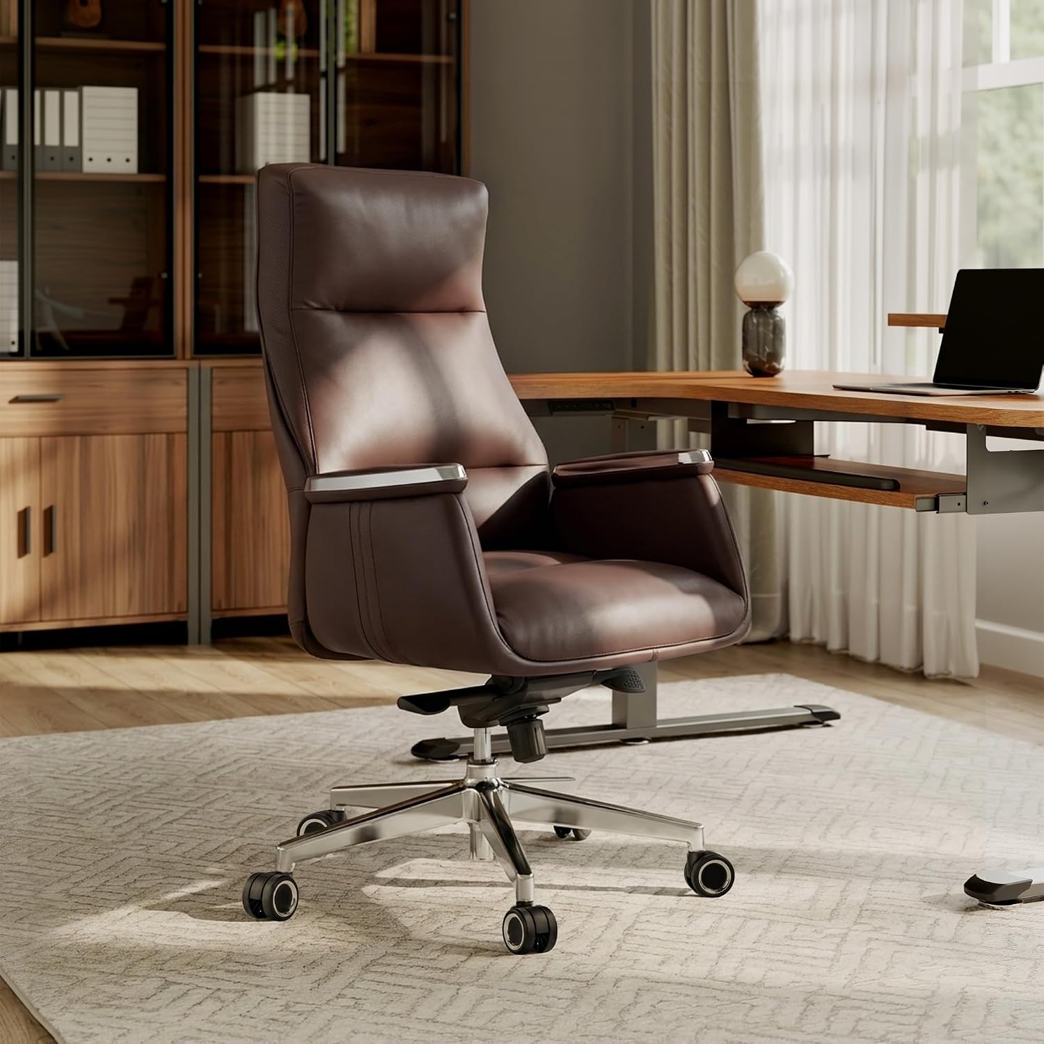 하이백 임원용 사무실 의자, 인체공학적 가죽 커버, 조 - Upholstery Leather Work 리뷰 및 가격