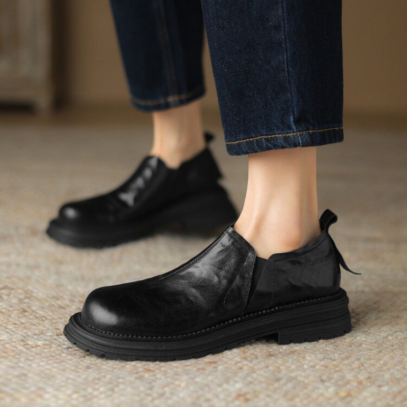 영국 스타일 라운드 토 정품 가죽 캐주얼 슬립온 로퍼  - Leather Work Oxfords 리뷰 및 가격