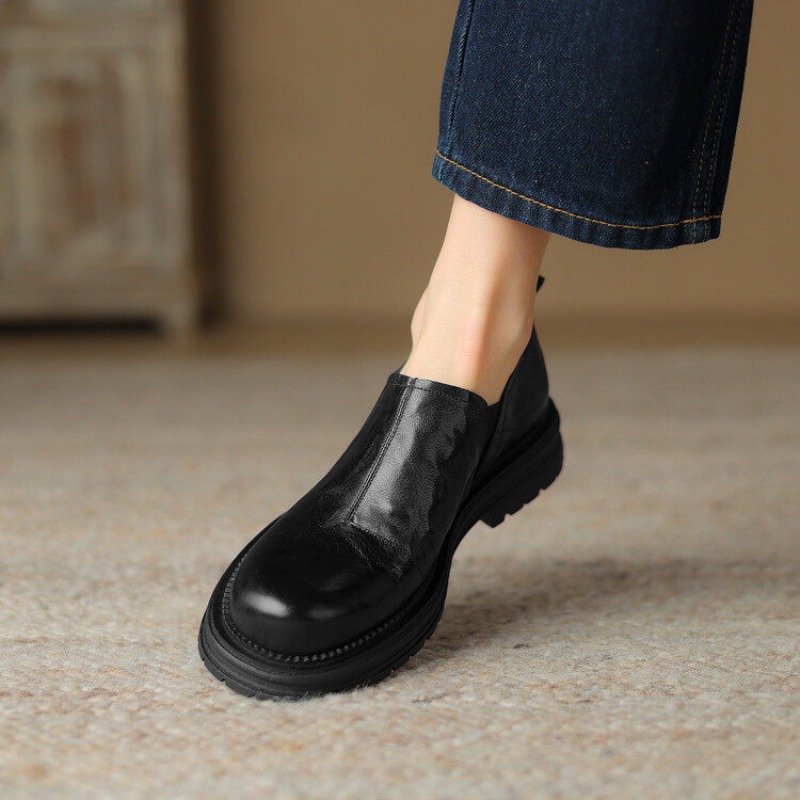 영국 스타일 라운드 토 정품 가죽 캐주얼 슬립온 로퍼  - Leather Work Oxfords 리뷰 및 가격